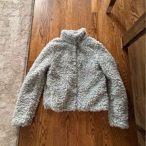 Vero Moda Virginia highNeck TEDDY JACKET modern trendy green comfy sweater